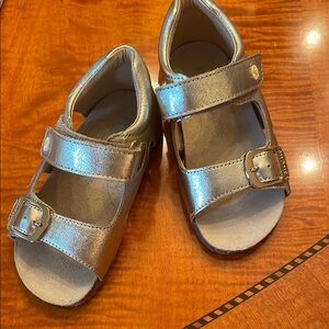 Falcotto Gold  Leather Sandals with Adjustable Straps and Cushioned Footbed